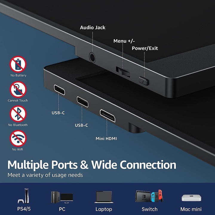 Monitor Cocopar Y156FH7S 15,6 " 1920 1080 USB C mini hdmi FHD HDR Xbox PS4