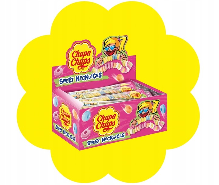 Chupa Chups cukierki pudrowe Candy Necklace 24x17,7g słodycze Dzień Dziecka