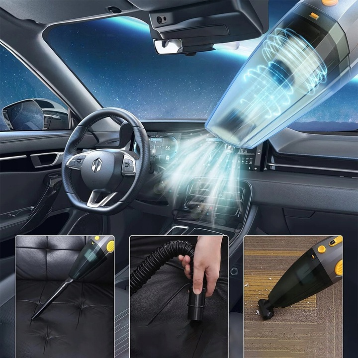 MOCNY ODKURZACZ SAMOCHODOWY RĘCZNY Z FUNKCJĄ PRANIA ZASYSA WODĘ 9.5KPA 120W