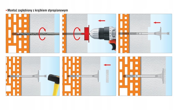 Kołki łączniki dyble izolacji do styropianu LTX fi 10 - 20 cm 200 szt.