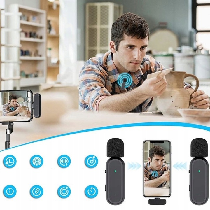 2X MIKROFON KRAWATOWY IPHONE BEZPRZEWODOWY + ETUI