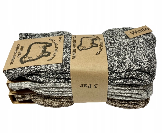 3x Ciepłe grube ZIMOWE skarpety wełniane MERYNO 3x
