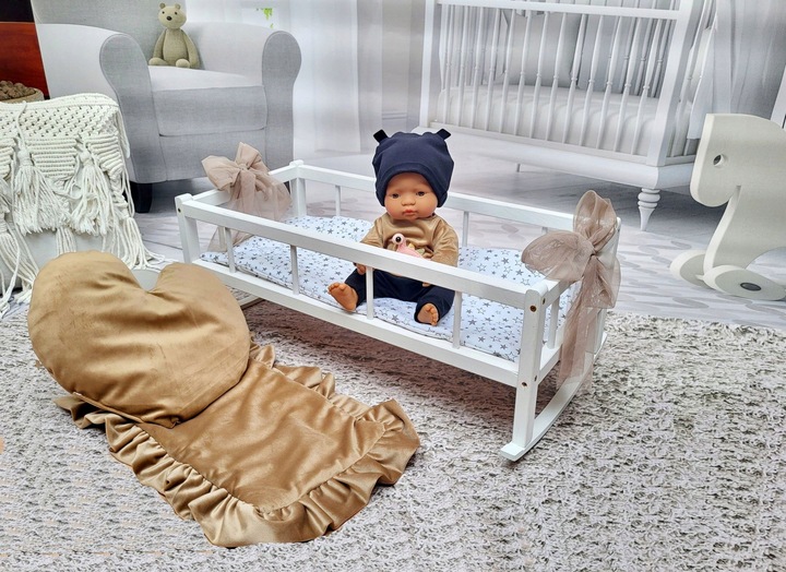 2w1 Łóżeczko – Kołyska XXL duże dla lalek z 3 elementową pościelą PL