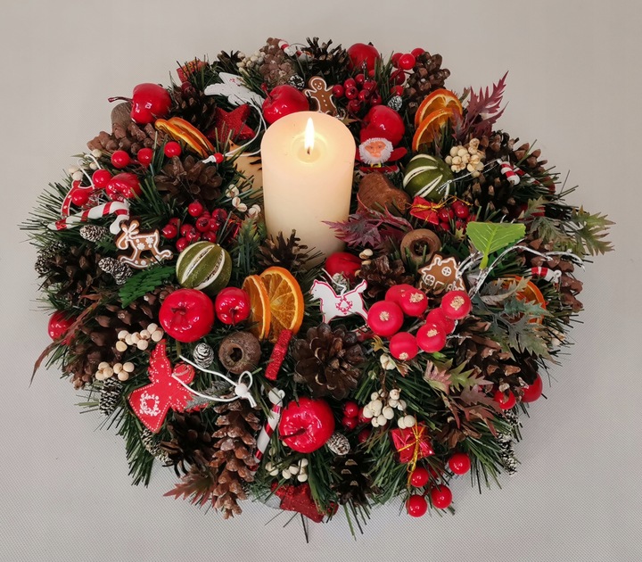 Wianek wieniec stroik 42 cm bożonarodzeniowy świąteczny