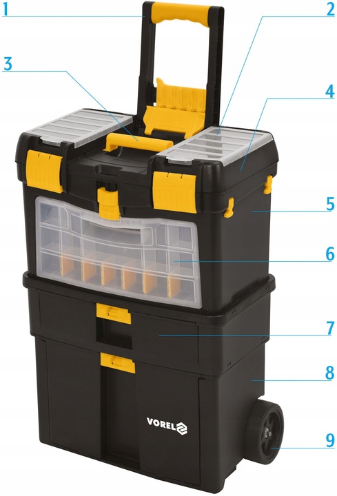WÓZEK NARZĘDZIOWY WYJMOWANY ORGANIZER 3 SEGMENTY
