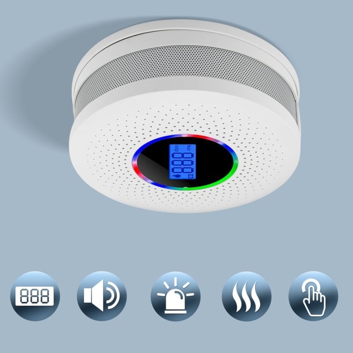 CZUJNIK CZADU I DYMU 2w1 detektor tlenku węgla LCD certyfikowany ALARM X 2