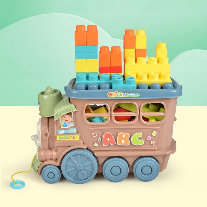 MIĘKKIE KLOCKI SENSORYCZNE SORTER ZESTAW POCIĄG AUTKO Z KLOCKAMI MATADI