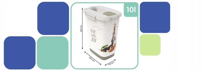 Pojemnik na karmę żwirek szczelny zamykane wieczko 10L Rotho CODY