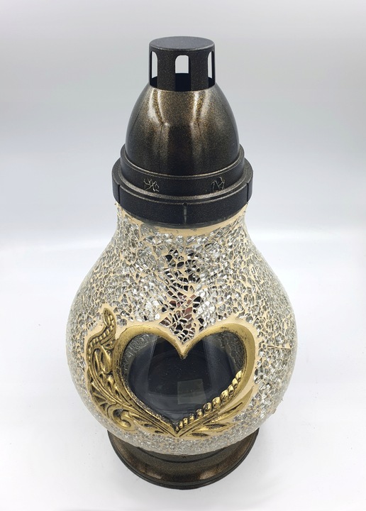 Znicz Lampion Karafka Mirror Złoty Serce Witraż