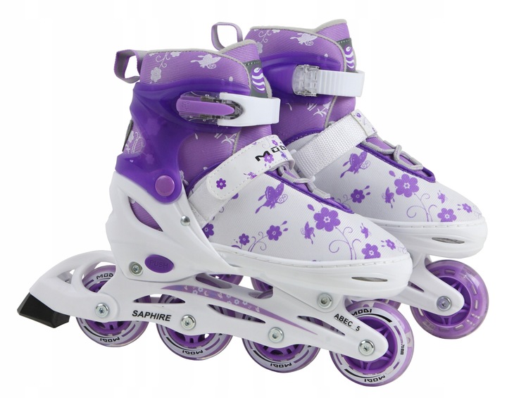 Rolki SAPHIRE 2 regulowan kauczuk 34-37 LED Świecą