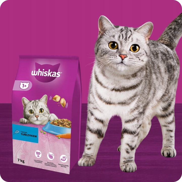 SUCHA KARMA WHISKAS DLA KOTA Z PYSZNYM TUŃCZYKIEM 7KG