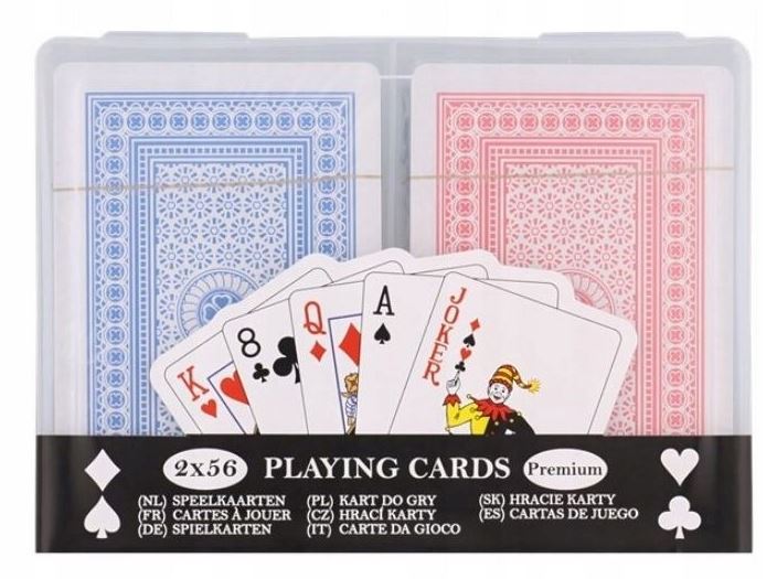 Karty do gry 2 talie w drewnianym pudełku