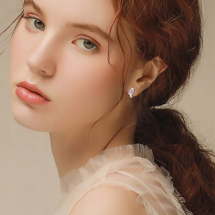 SREBRNE KOLCZYKI DLA DZIEWCZYNKI 925 JEDNOROŻCE ZATRZASK DZIECKA CÓRKI