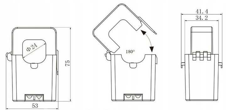 PRZEKŁADNIK PRĄDOWY 100A/5A 0,5% PRZEWODEM OTWIERANY RDZEŃ ESCT-T24 ADELID