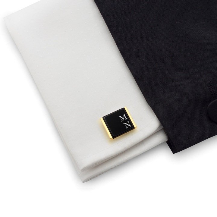 Prezent z grawerem | Spinki do koszuli złote