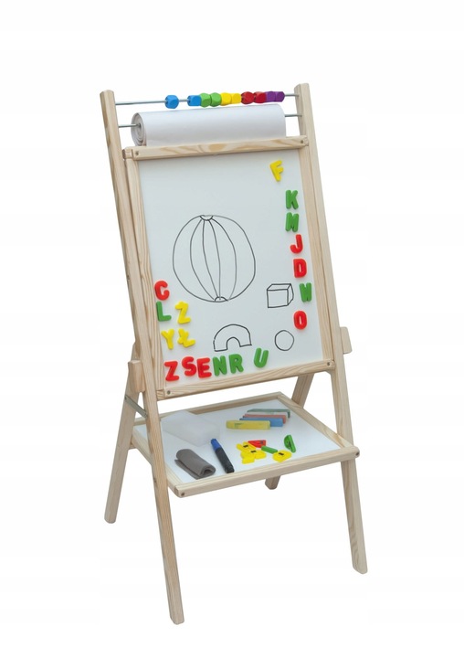 Obrotowa tablica magnetyczna 4w1 papier + dodatki