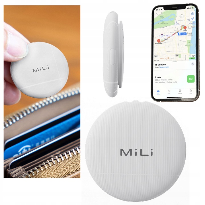 Lokalizator GPS LiTag MiLi IOS APLLE do plecaka kluczy bagażu roweru obroży