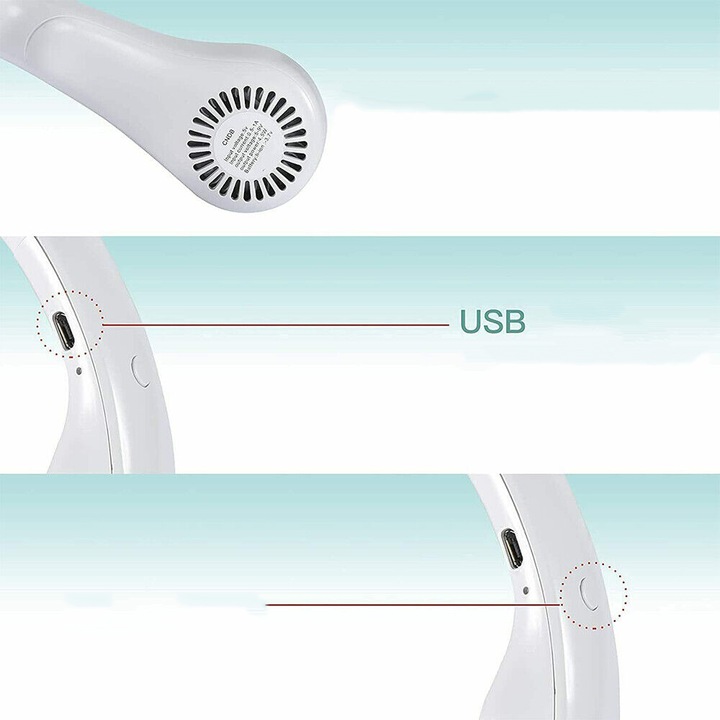 PRZENOŚNY WENTYLATOR NA SZYJĘ MINI BEZŁOPATKOWY CHŁODZIARKA AKUMULATOROWY