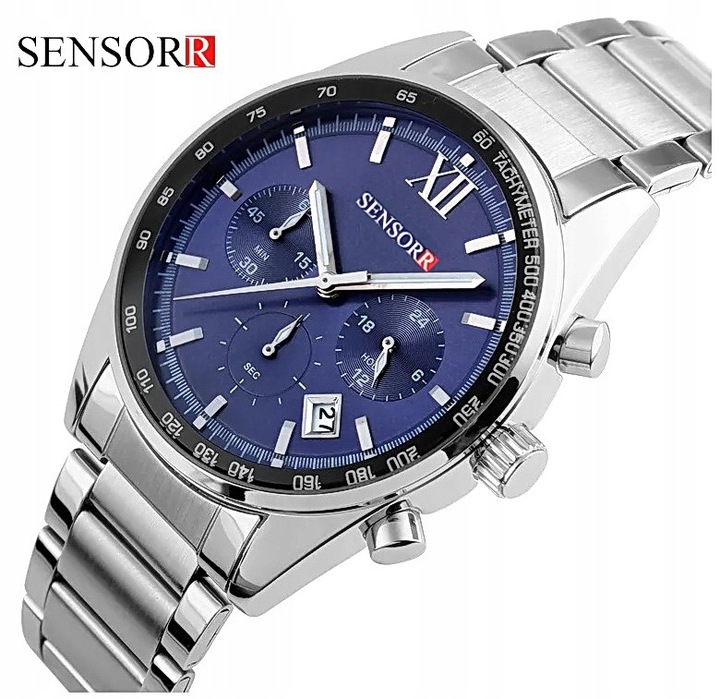 ORYGINALNY ZEGAREK MĘSKI WSKAZÓWKOWY SENSORR NA BRANSOLECIE STAL 304