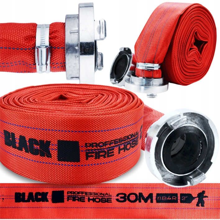 WĄŻ STRAŻACKI PARCIANY DO WODY SZAMBA 2" 52MM 30M Z SZYBKOZŁĄCZAMI DO POMPY