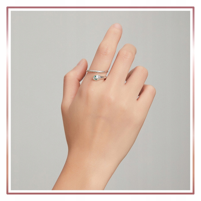 Srebrny Pierścionek Otwarty LŚNIĄCY WĄŻ S925