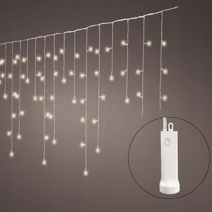 Lampki SOPLE Kurtyna 192 LED zewnętrzne na budynek okno rynne BATERIE 7m