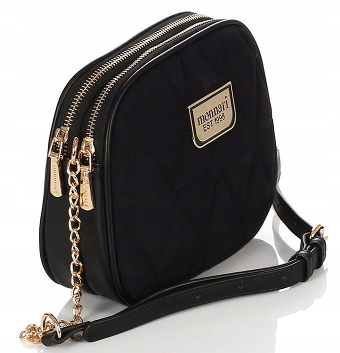 MONNARI Efektowna torebka listonoszka na pasku z łańcuszkiem Zamsz
