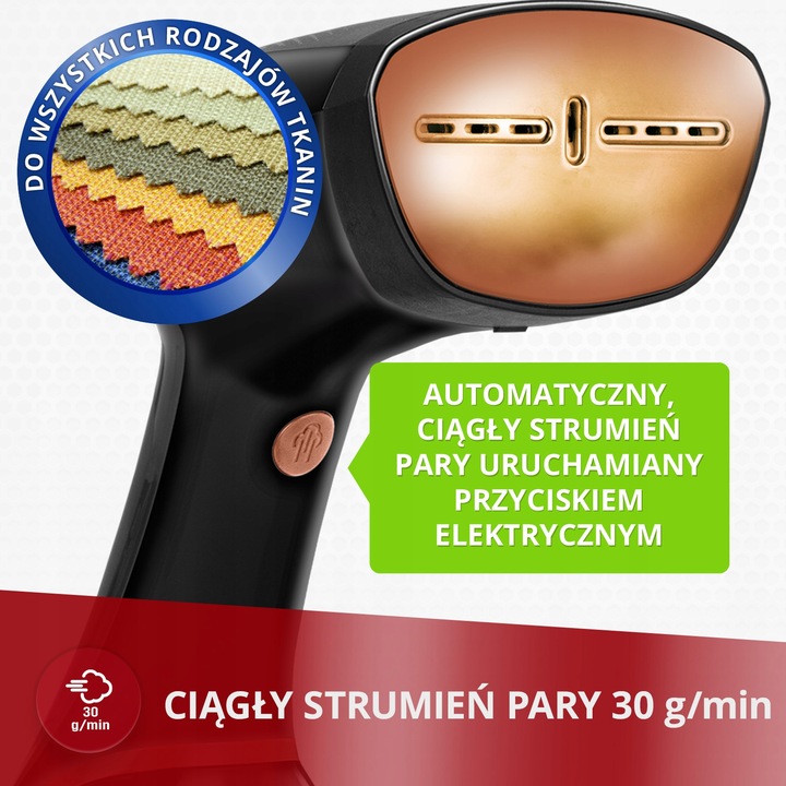 Parownica do ubrań żelazko parowe duża moc 2000W czarna MPM MZP-03