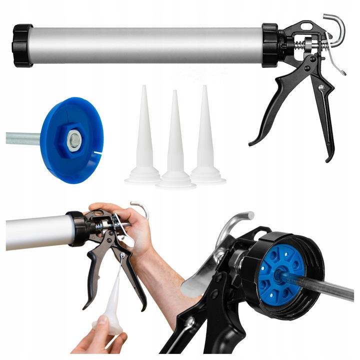 PISTOLET WYCISKACZ do mas silikonu tubowy do masy uszczelniaczy 600ml