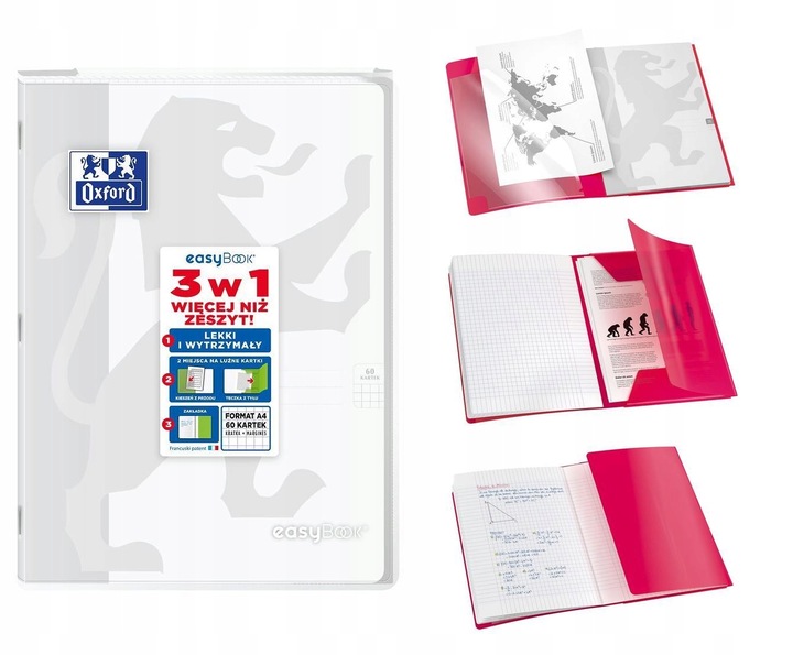 Zeszyt z okładką PP A4 60 kartek w kratkę OXFORD Easybook ZESTAW 8 kolorów