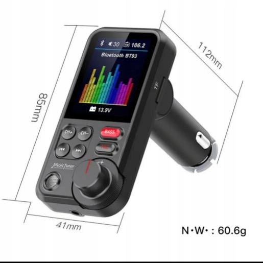 Bezprzewodowy TRANSMITER FM Bluetooth 5.0 SD RADIO ŁADOWARKA GŁOŚNIK 12/24v