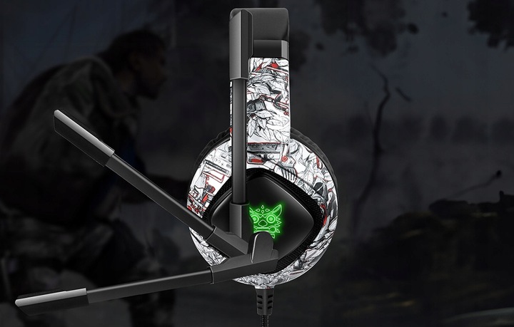 ONIKUMA K19 CAMOU PRZEWODOWE SŁUCHAWKI GAMINGOWE NAUSZNE RGB Z MIKROFONEM