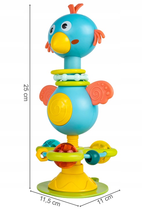 GRZECHOTKA PTAK ZABAWKA SENSORYCZNA WESOŁY PTASZEK Z PRZYSSAWKĄ NA BATERIE