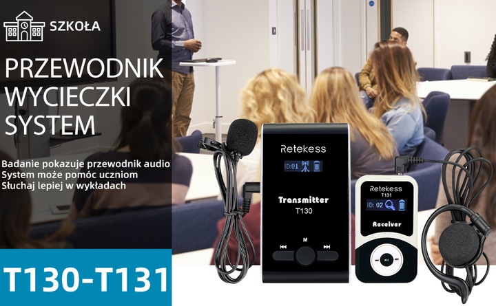 Retekess T130-T131 Bezprzewodowy System Tour Guide, Audio Tour Guide System