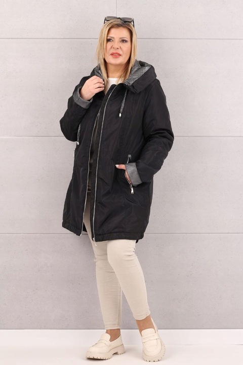 KURTKA DAMSKA PRZEJŚCIOWA Z KAPTUREM MODNA OVERSIZE DUŻE ROZMIARY