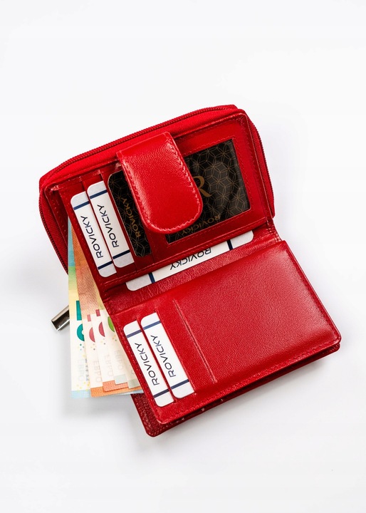 Portfel damski STOP RFID z mocnej skóry naturalnej mały pojemny ROVICKY