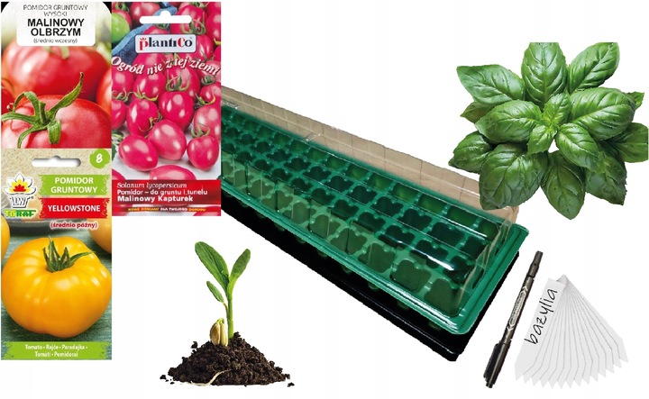 ZESTAW DO WYSIEWU POMIDORY GRUNTOWE NASIONA + INSPEKT + PODŁOŻE + TABLICZKI