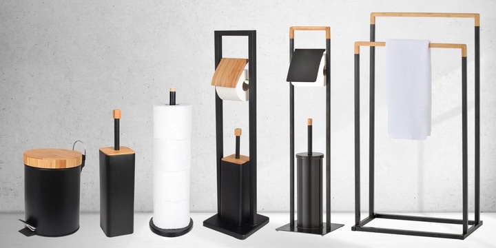 Kosz na śmieci łazienkowy 3l bambus śmietnik do wc łazienki kuchni czarny