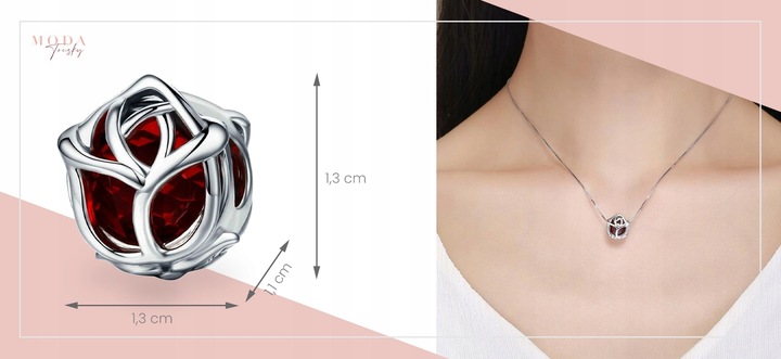 Charms Zawieszka Kwiat Charms Czerwona Róża Charmsy MODA TRUSKY