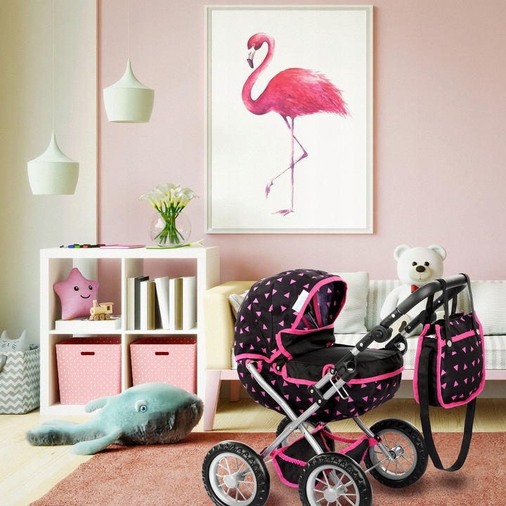 KINDERPLAY WÓZEK DLA LALEK GŁĘBOKI GONDOLA SKŁADANY TORBA REGULOWANA RĄCZKA