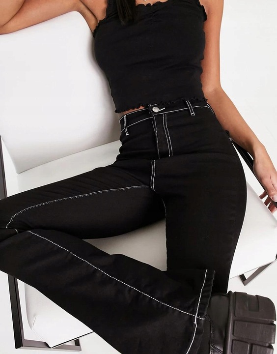 DON'T THINK TWICE SPODNIE WYSOKI STAN PRZESZYCIA KONTRAST ER2 NH2__XL