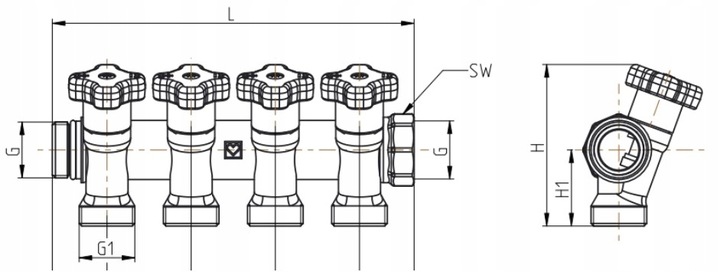 ROZDZIELACZ DO WODY UŻYTKOWEJ CIEPŁEJ ZIMNEJ HERZ 2 punkty