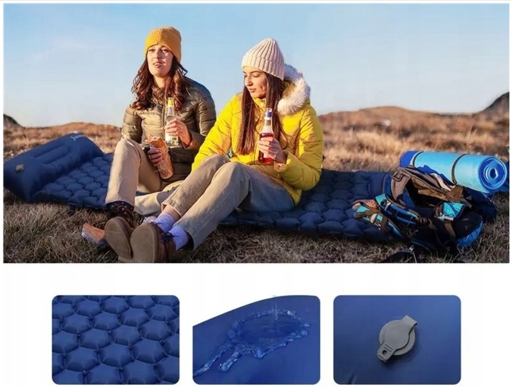 2x DMUCHANA MATA MATERAC Z WBUDOWANĄ POMPKĄ DWUOSOBOWA KARIMATA ULTRA LEKKA