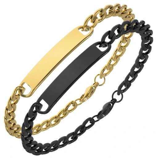 Bransoletki dla par z grawerem pancerka ze stali