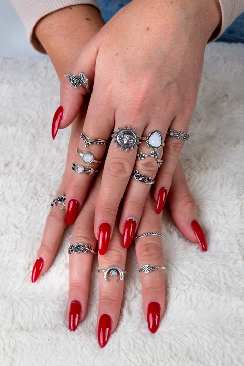 Srebrny ZESTAW PIERŚCIONKÓW RETRO PUNK BOHO 75