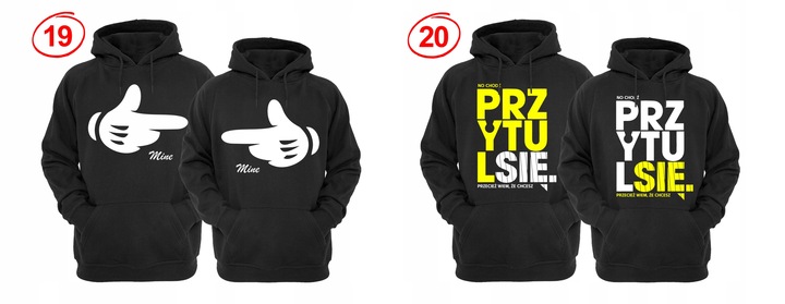 ZESTAW DWÓCH BLUZ Z KAPTUREM DLA ZAKOCHANYCH PAR