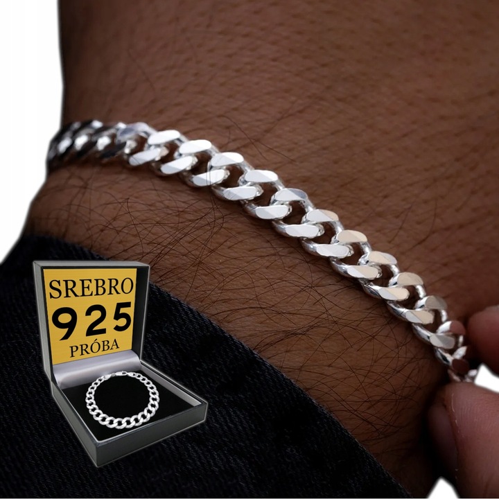 Bransoletka Srebrna Męska Pancerka 4mm SREBRO pr. 925 WŁOSKA + GRATIS