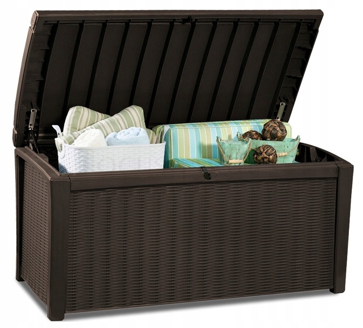 Skrzynia Ogrodowa Balkonowa Keter Siedzisko Schowek Kufer 416L Brąz