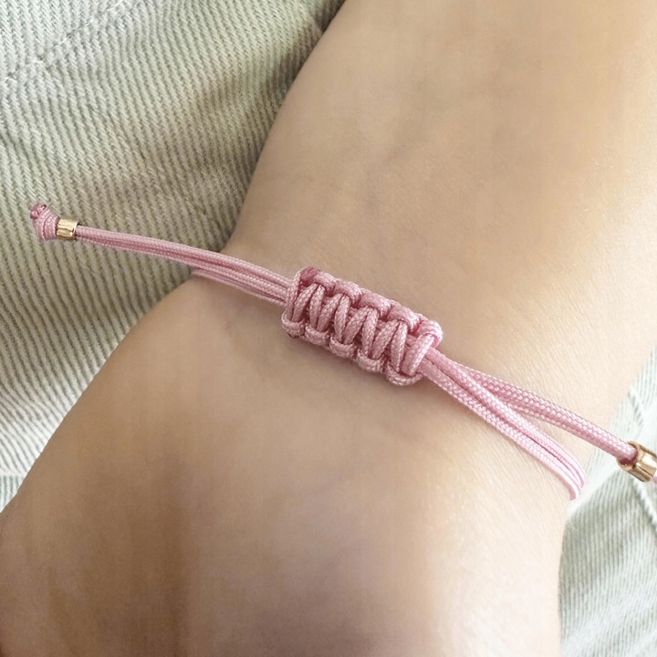 Bransoletka dla dziewczynki srebrna na sznurku srebro pozłacane 925