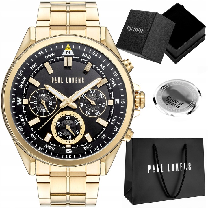 Zegarek męski Paul Lorens KODARI Z GRAWEREM - multidatownik + czas dobowy